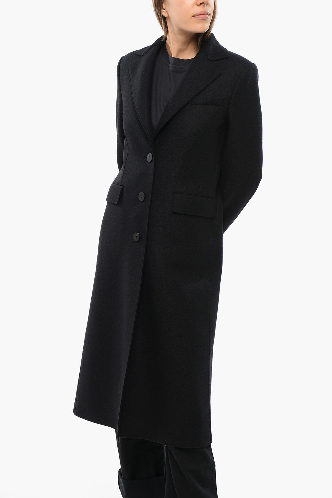 Harris Wharf 3500~Virgin Wool Coat with Flap Pockets and Slit
