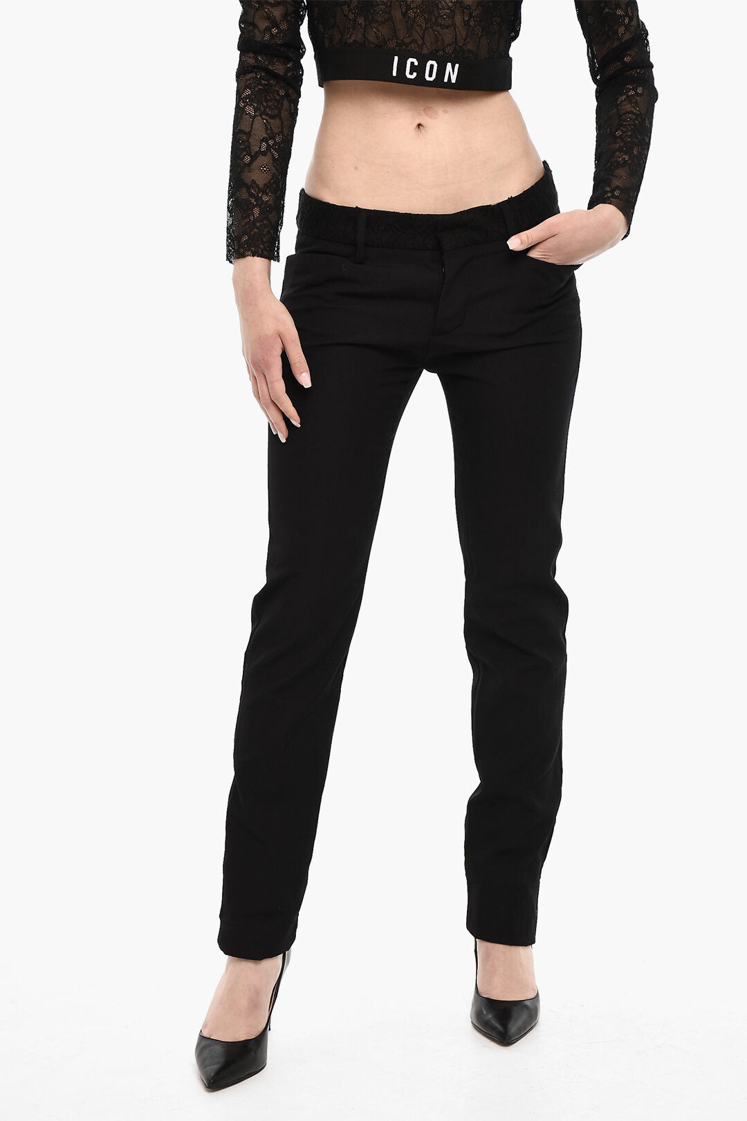 Dsquared2 3500~Virgin Wool Pants with Lace Details