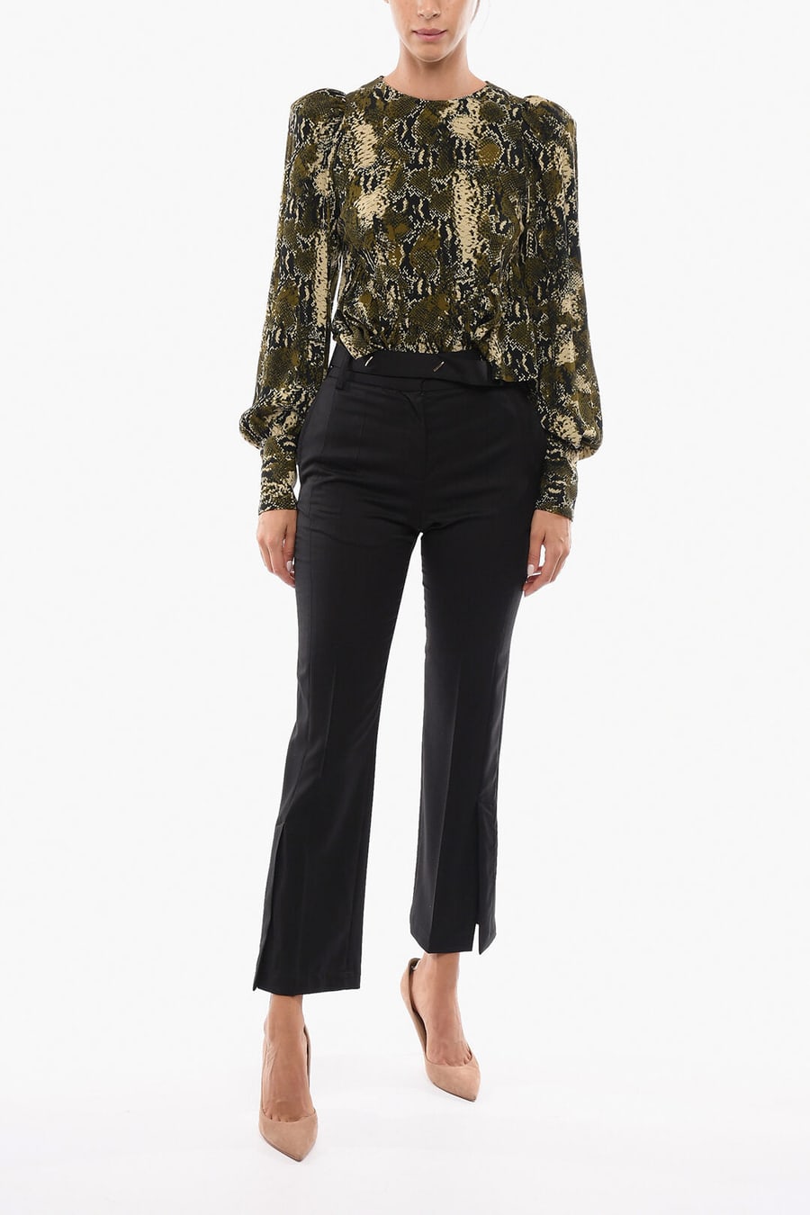Eudon Choi 3500~Virgin Wool Trousers with Ankle Slit and Belt, view 4