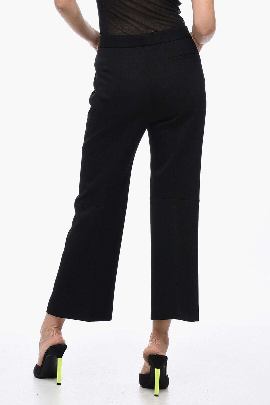 Jil Sander 3500~Wool Grain de Poudre Flared Trousers with Belt