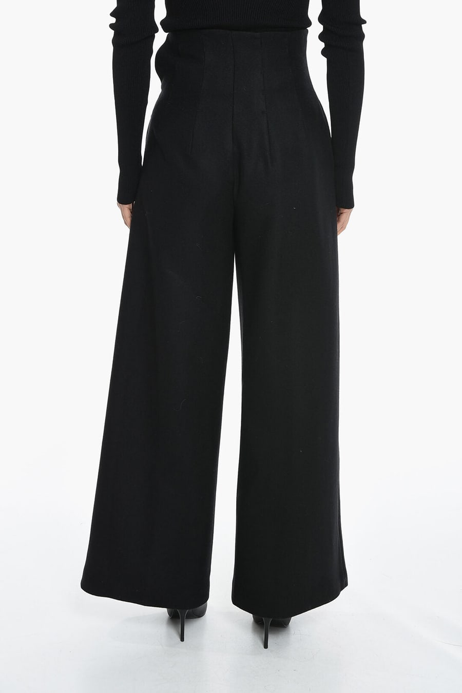 Bite Studios 3500~Wool High-Waist Flared Pants MELTON, view 2