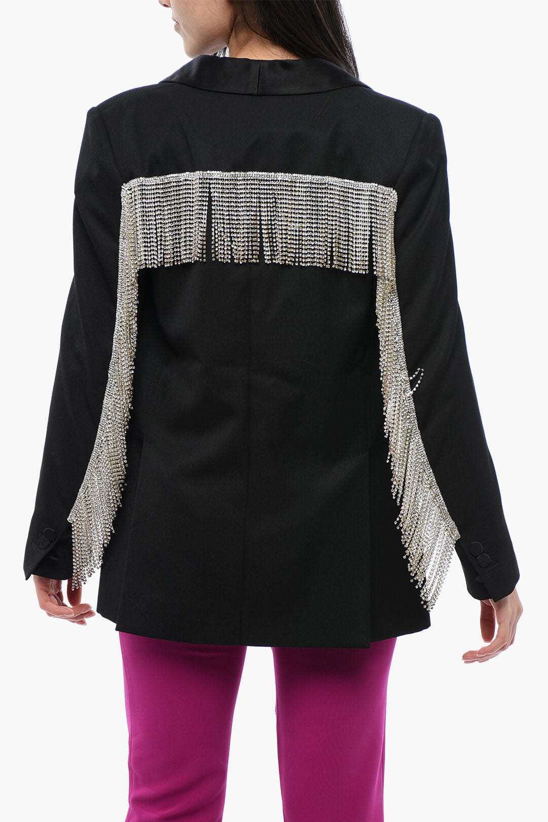 Dsquared2 3500~Wool-Blend Blazer CRYSTAL FRINGED with Shawl Lapel, view 2