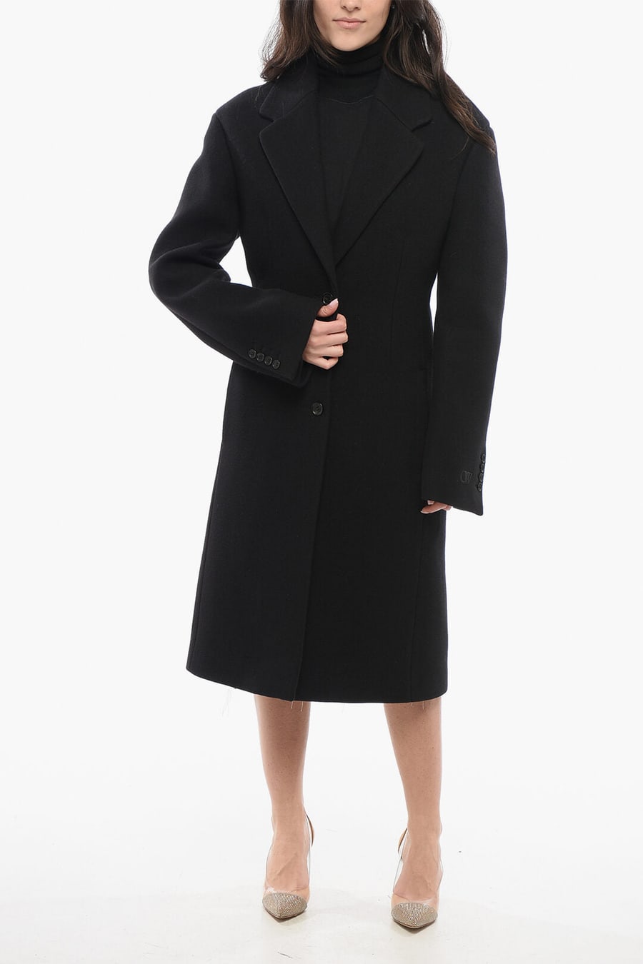 Off-White 3500~Wool-Blend Fitted Coat, view 4