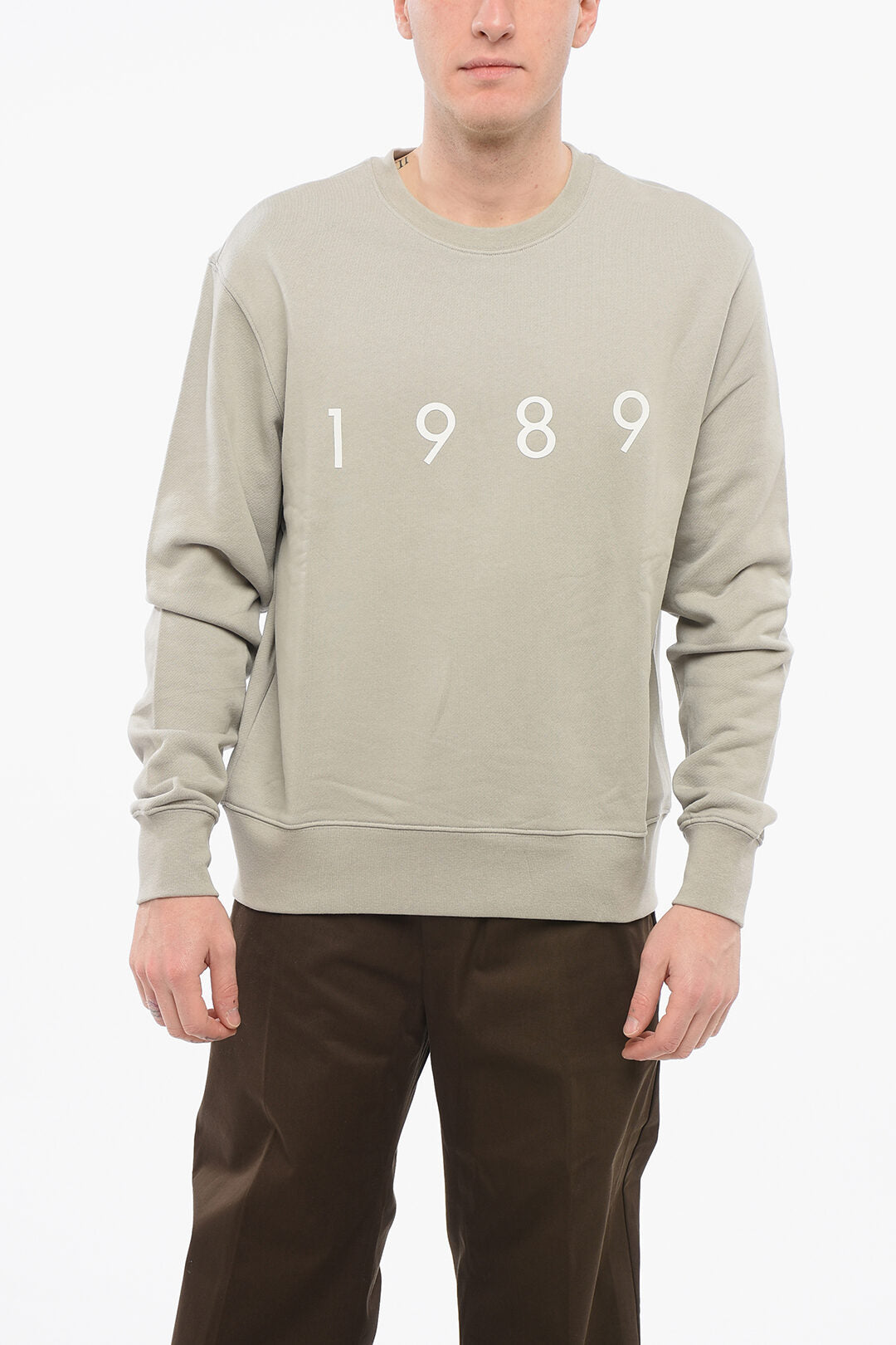 1989 Studio 0110~Brushed Cotton Crewneck Sweatshirt with Embossed Logo