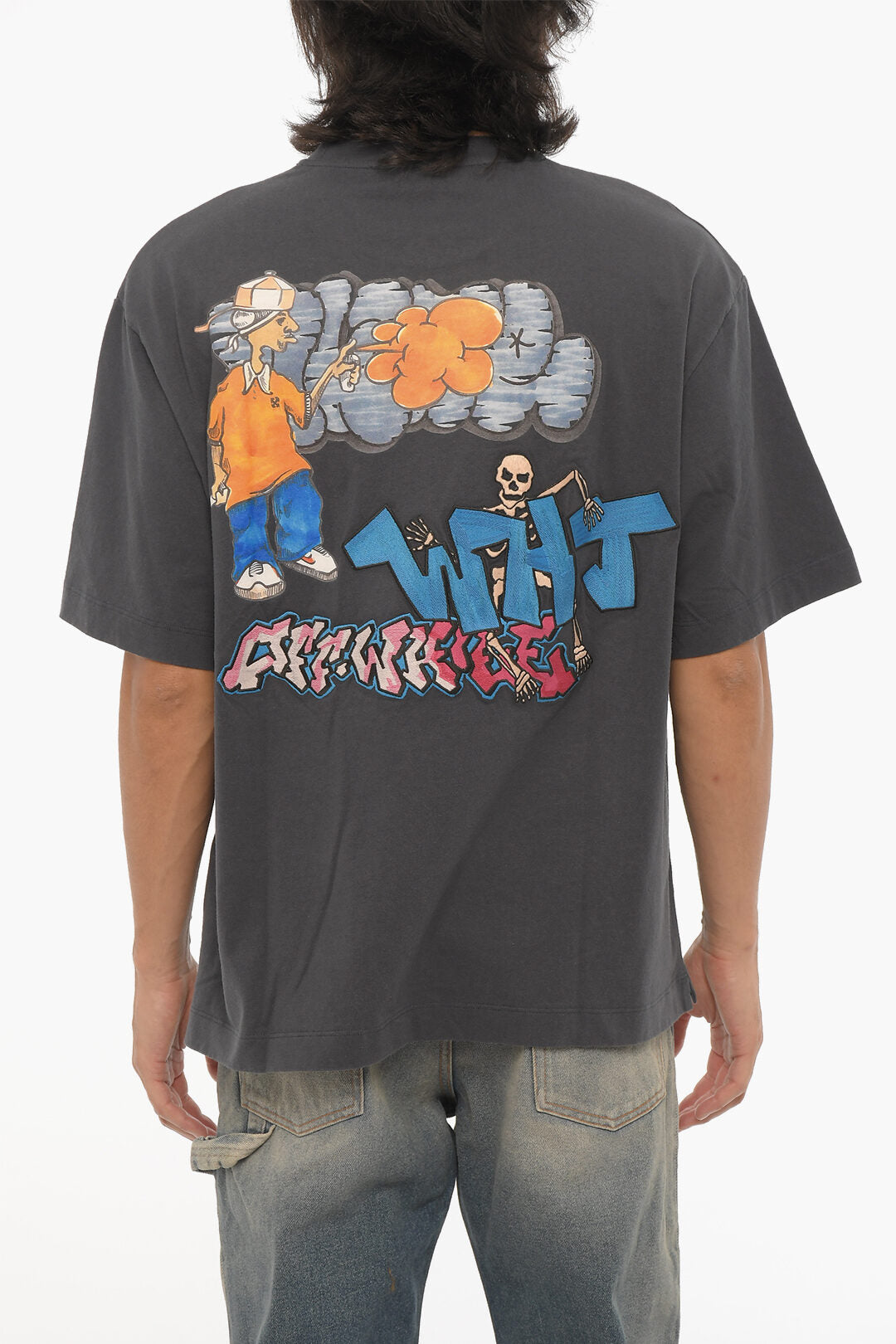 Off-White 0110~SEASONAL Crewneck T-Shirt With Graffiti Print, view 2
