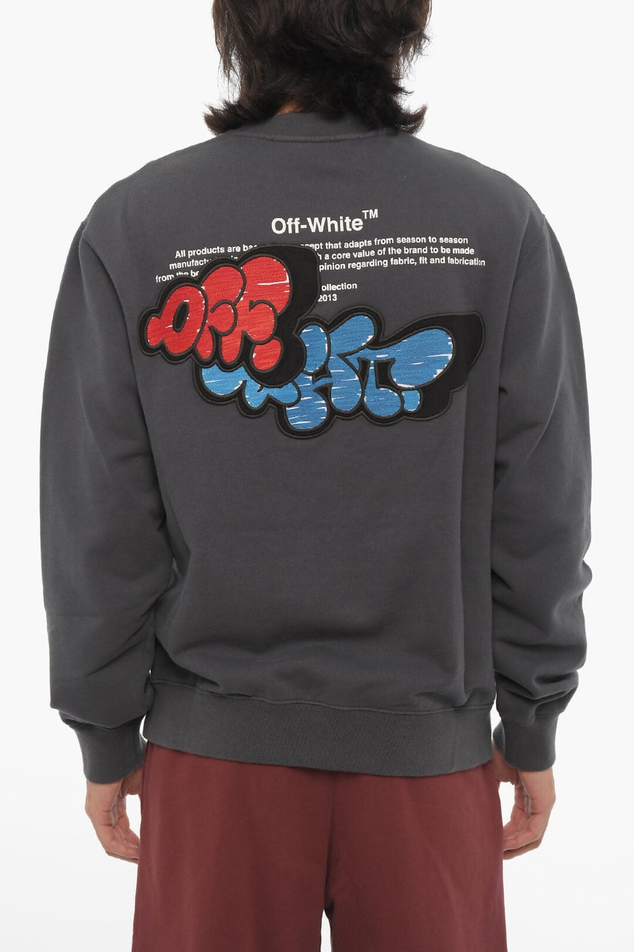 Off-White 0115~SEASONAL Slim Fit Crewneck Sweatshirt With Contrast Details