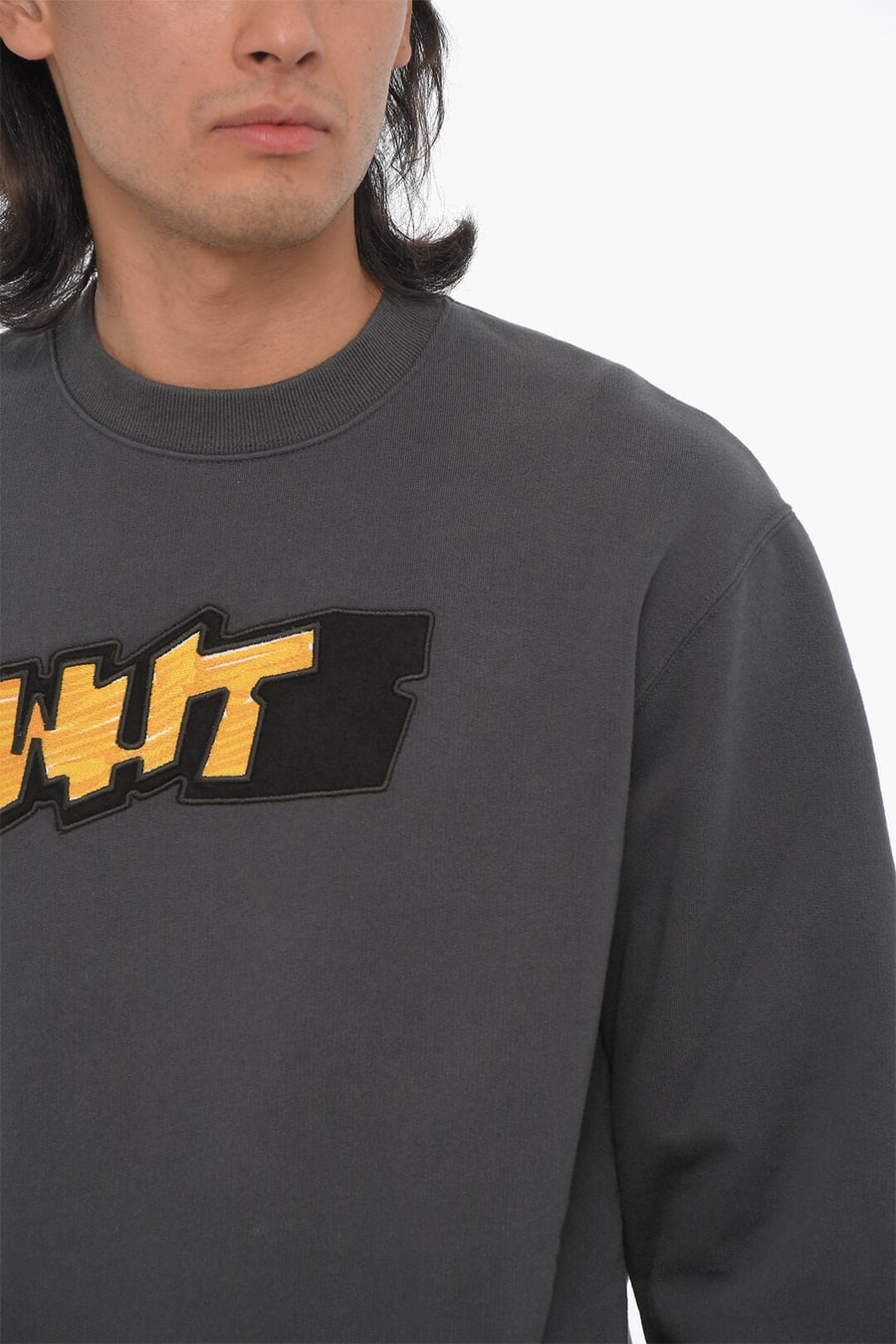 Off-White 0115~SEASONAL Slim Fit Crewneck Sweatshirt With Contrast Details, view 2