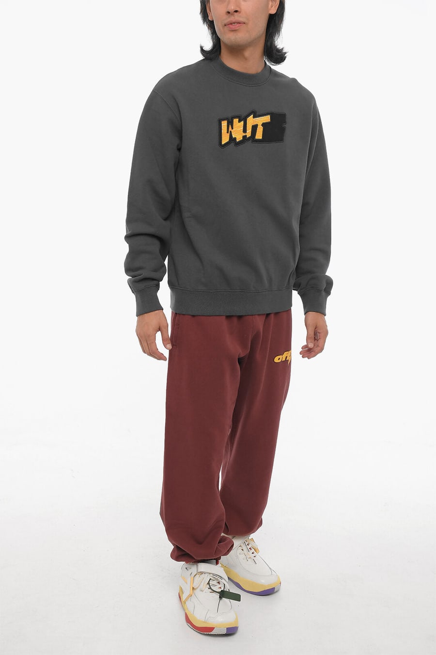 Off-White 0115~SEASONAL Slim Fit Crewneck Sweatshirt With Contrast Details, view 3