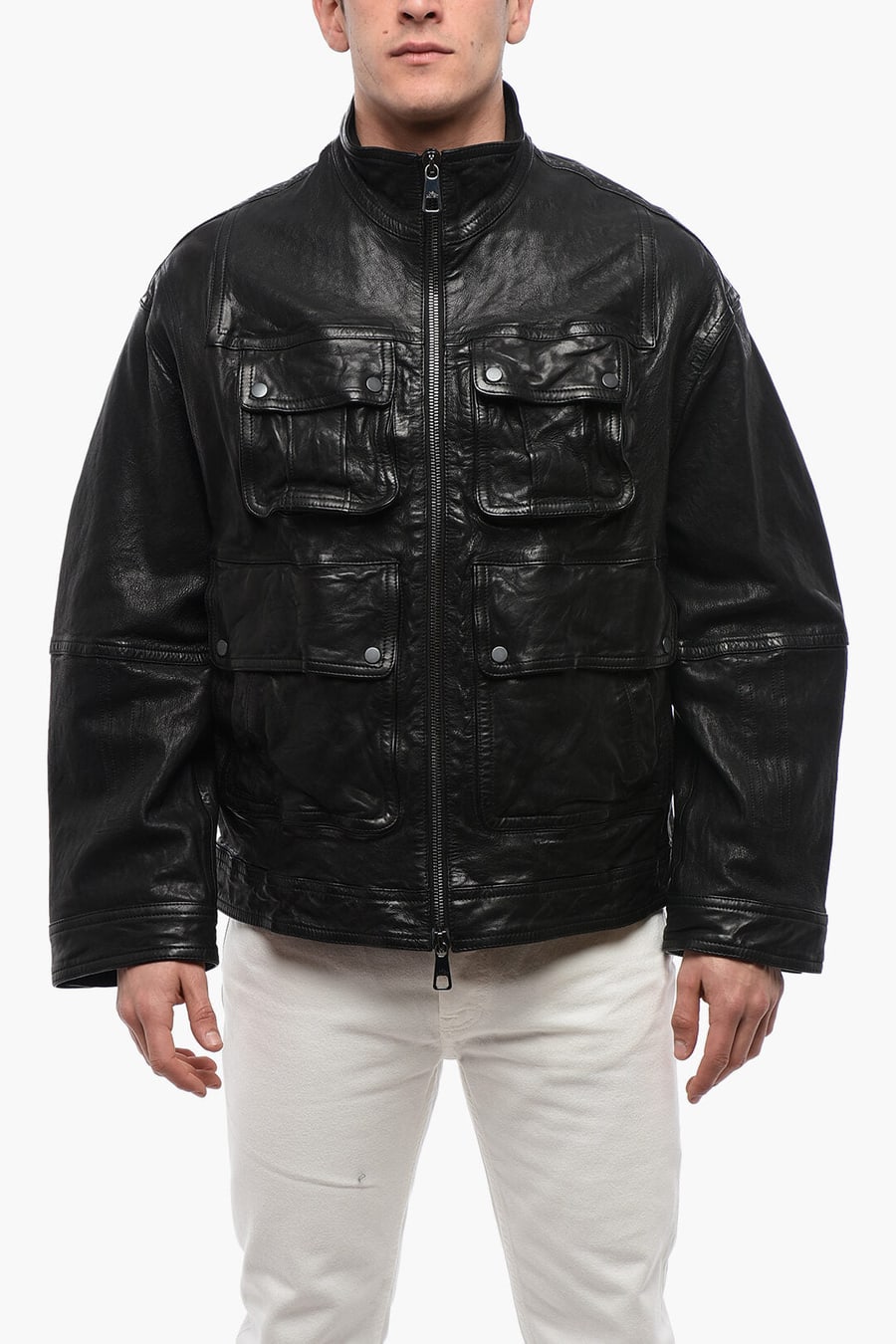 Neil Barrett 0135~Leather Multi-pocket Jacket LOOSE WASHED