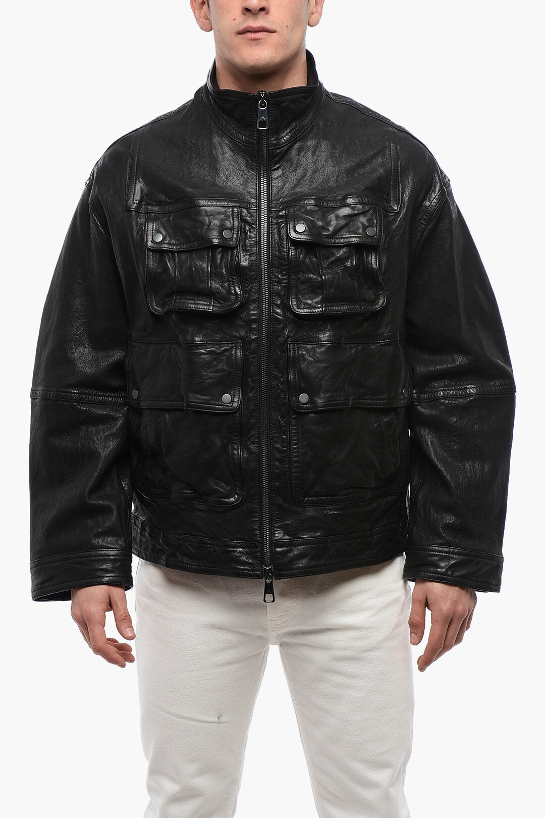 Neil Barrett 0135~Leather Multi-pocket Jacket LOOSE WASHED