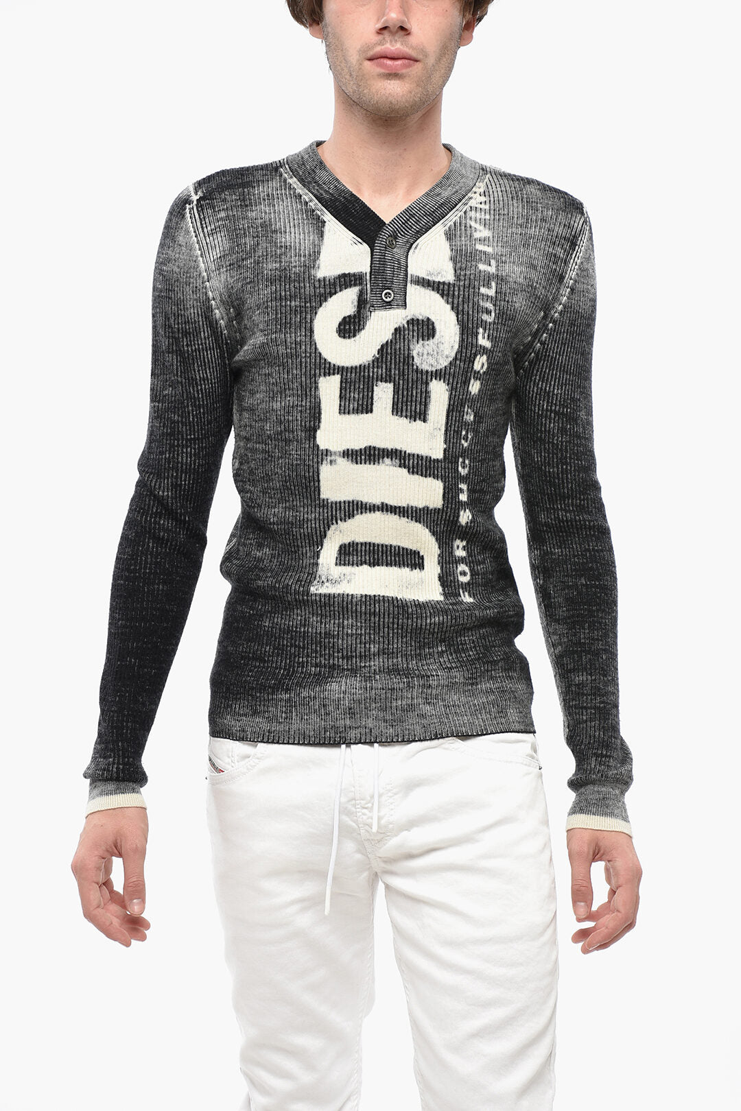 Diesel 0138~ESSENTIALS Ribbed Wool Sweater K-ATULLUS with Front Logo