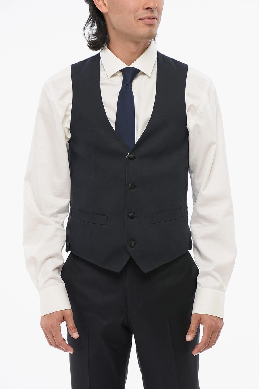 Corneliani 2405~4-Button Wool Waistcoat