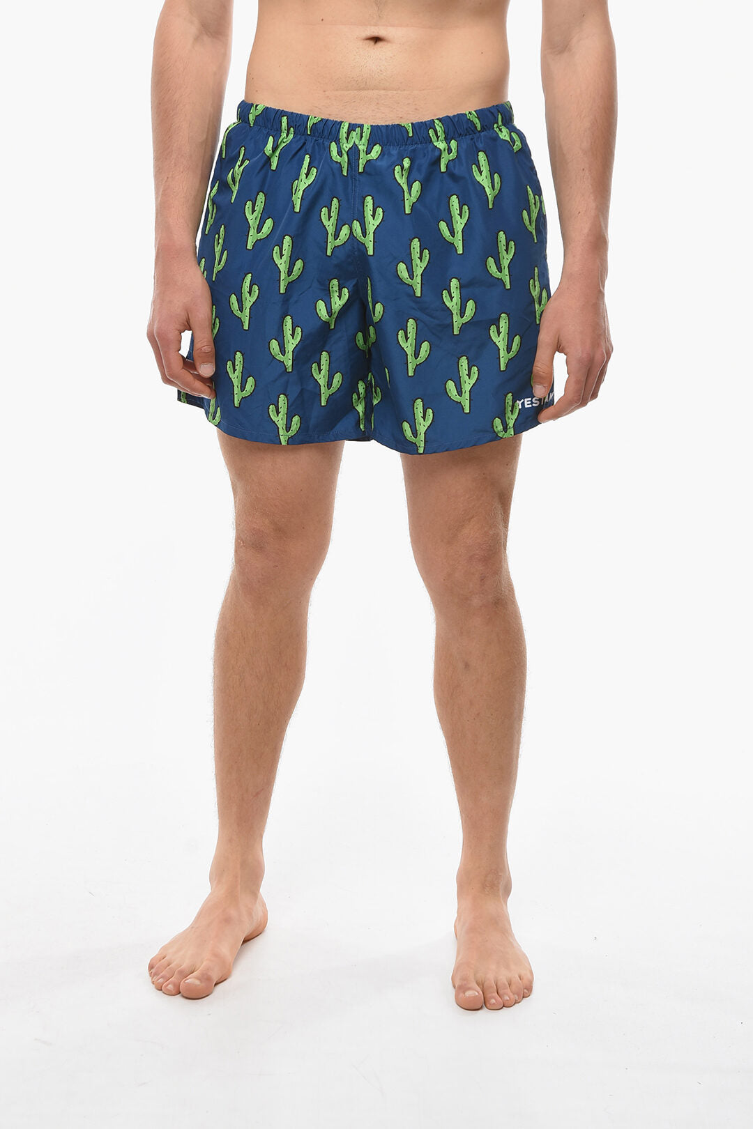 Yes I Am 2405~Boxer Swim Shorts with All-Over Cactus Print