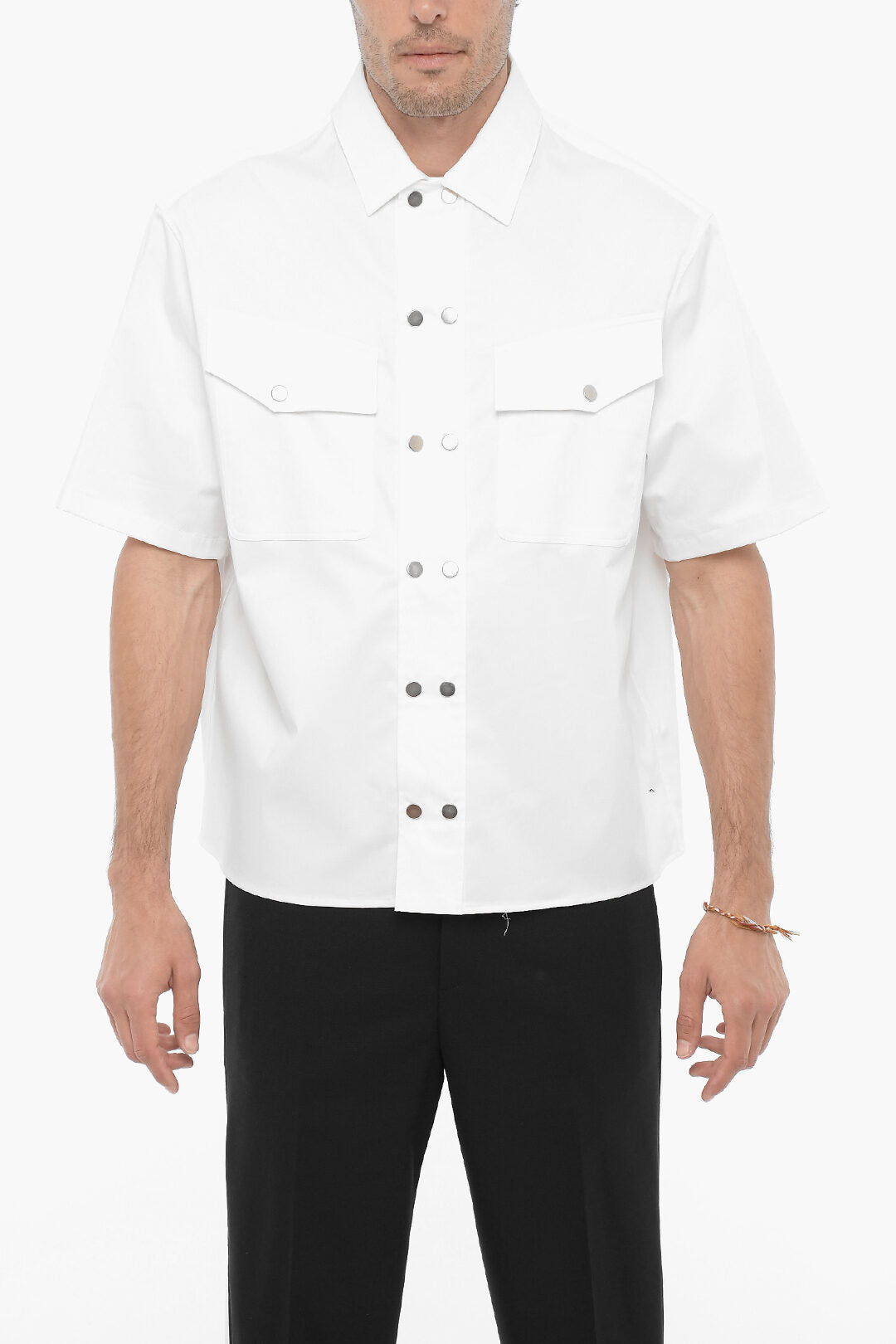 Neil Barrett 2405~Boxy Fit Short-Sleeve Shirt with Double Pocket
