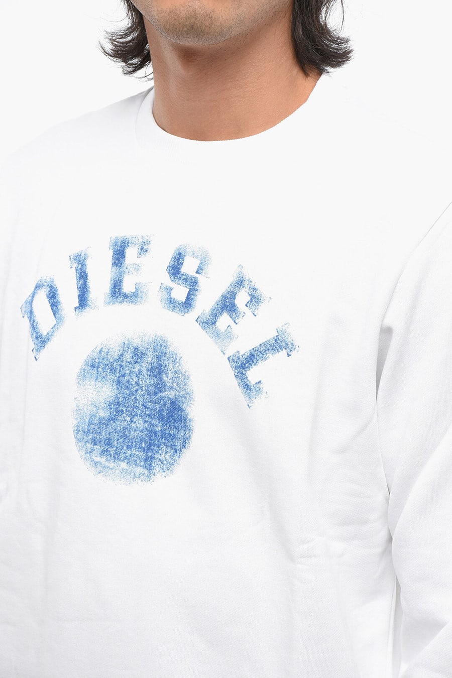 Diesel 2405~Brushed Cotton Crewneck Sweatshirt With Printed Logo, view 3