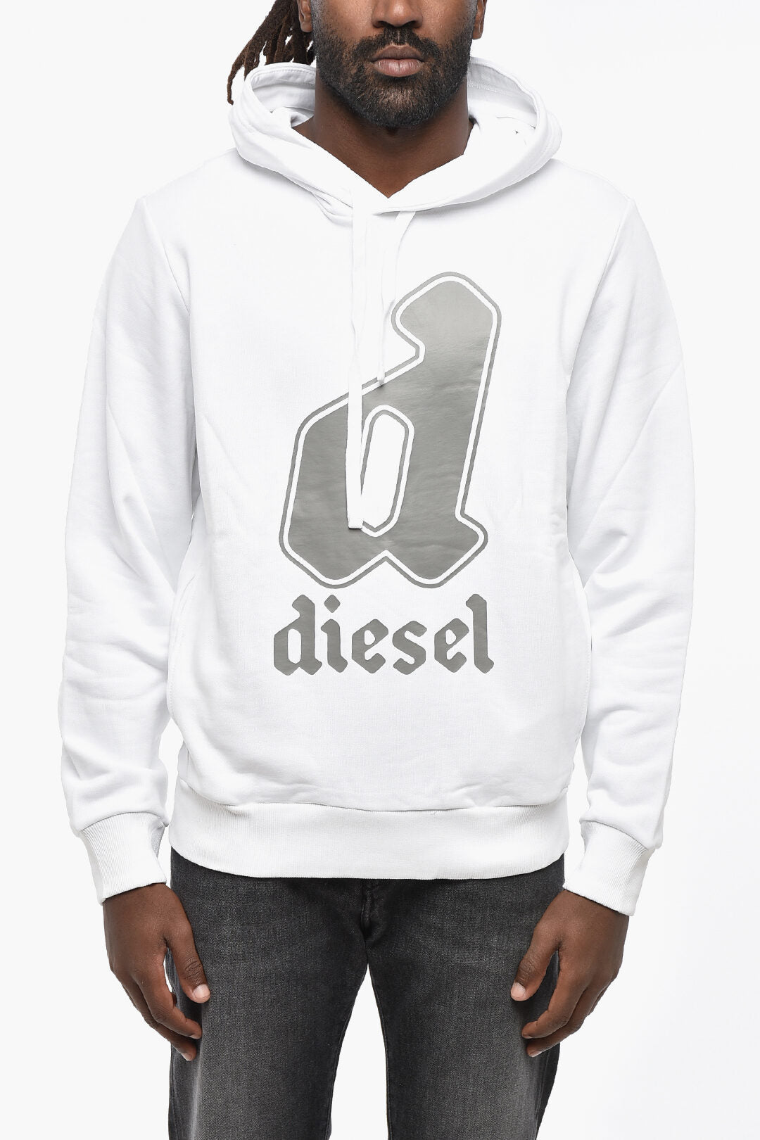 Diesel 2405~Brushed Cotton Hooded Sweatshirt GINNOUT with Printed Logo