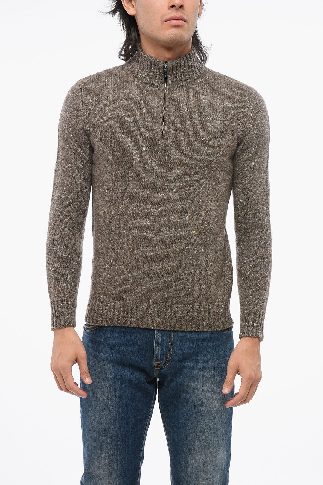 Moorer 2405~Cashmere-Blend Sweater FEDRO with Half-Zip