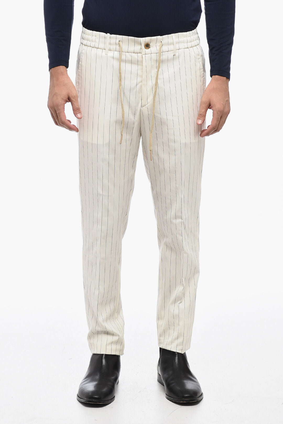 Berwich 2405~Casual Pants SPIAGGIA with Striped Pattern and Elastic Waist