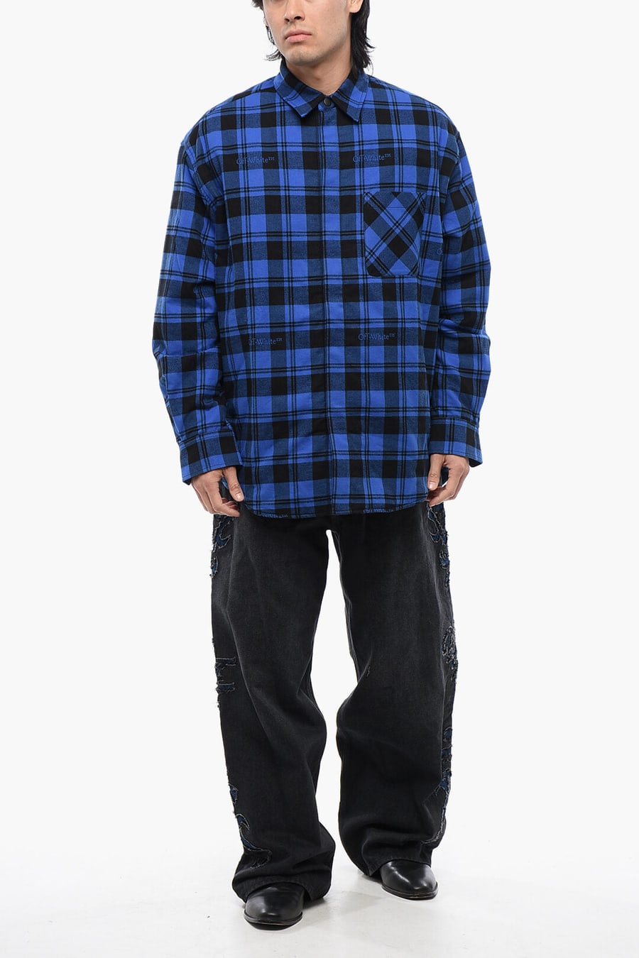 Off-White 2405~Checked Flannel-Lined Overshirt, view 4