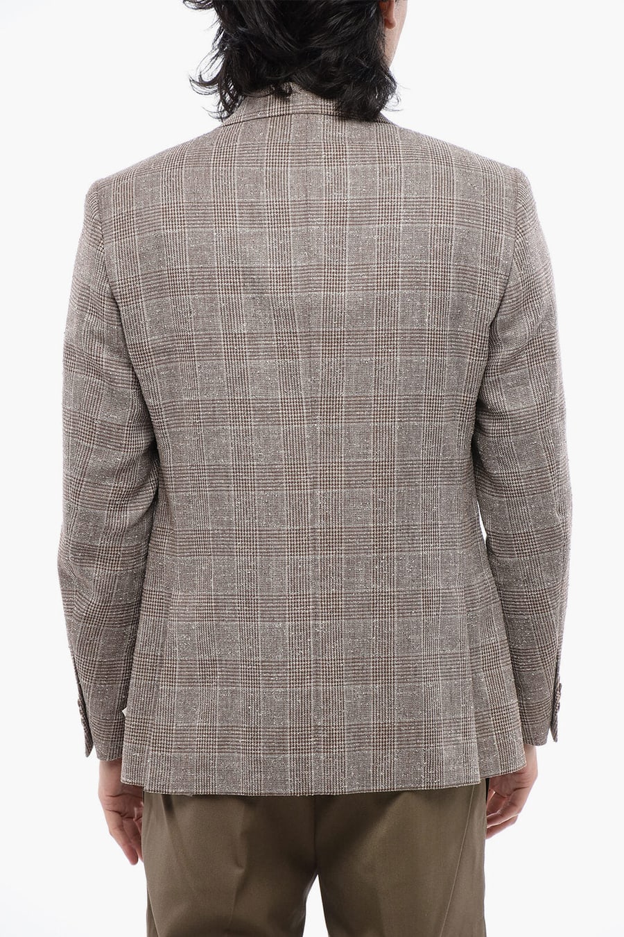 Full Time 2405~Checked Linen-Blend Blazer, view 2