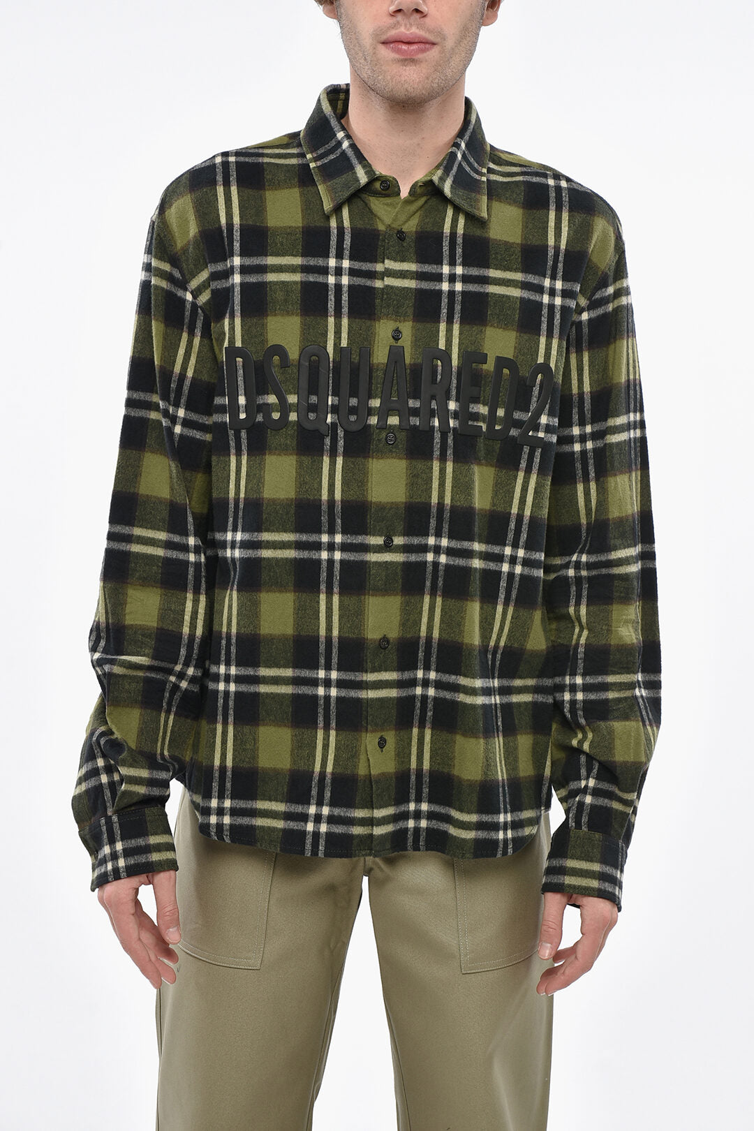 Dsquared2 2405~Checked Overshirt with Embossed Logo