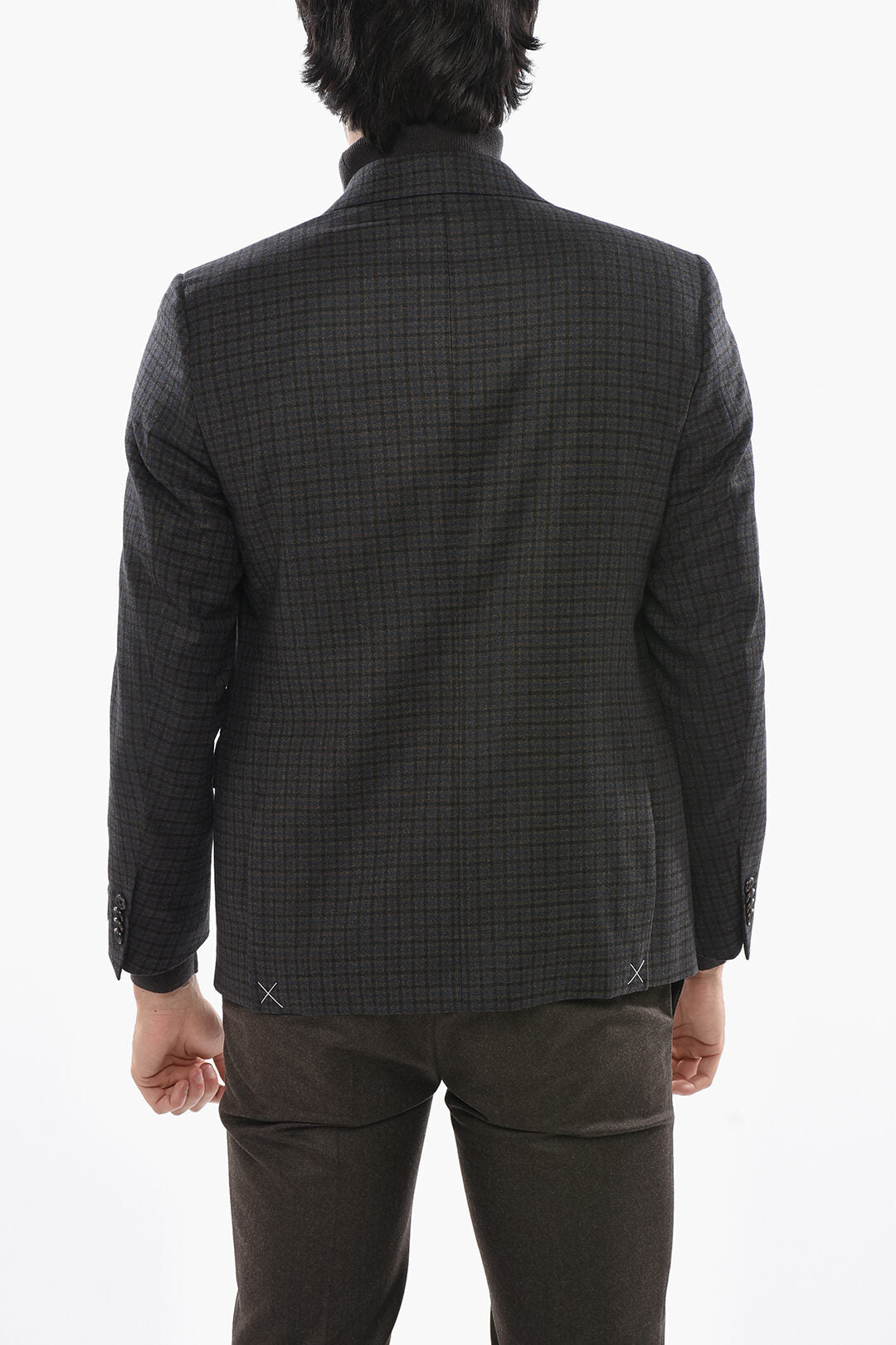 Nino Danieli 2405~Checked Two-Button Virgin Wool Jacket with Flap Pocket