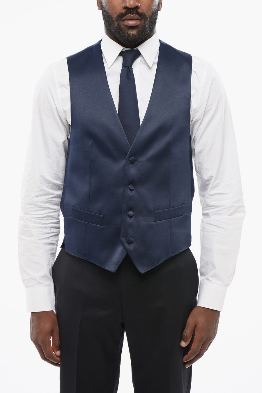 Corneliani 2405~CODE Satin Waistcoat with Piped Pockets