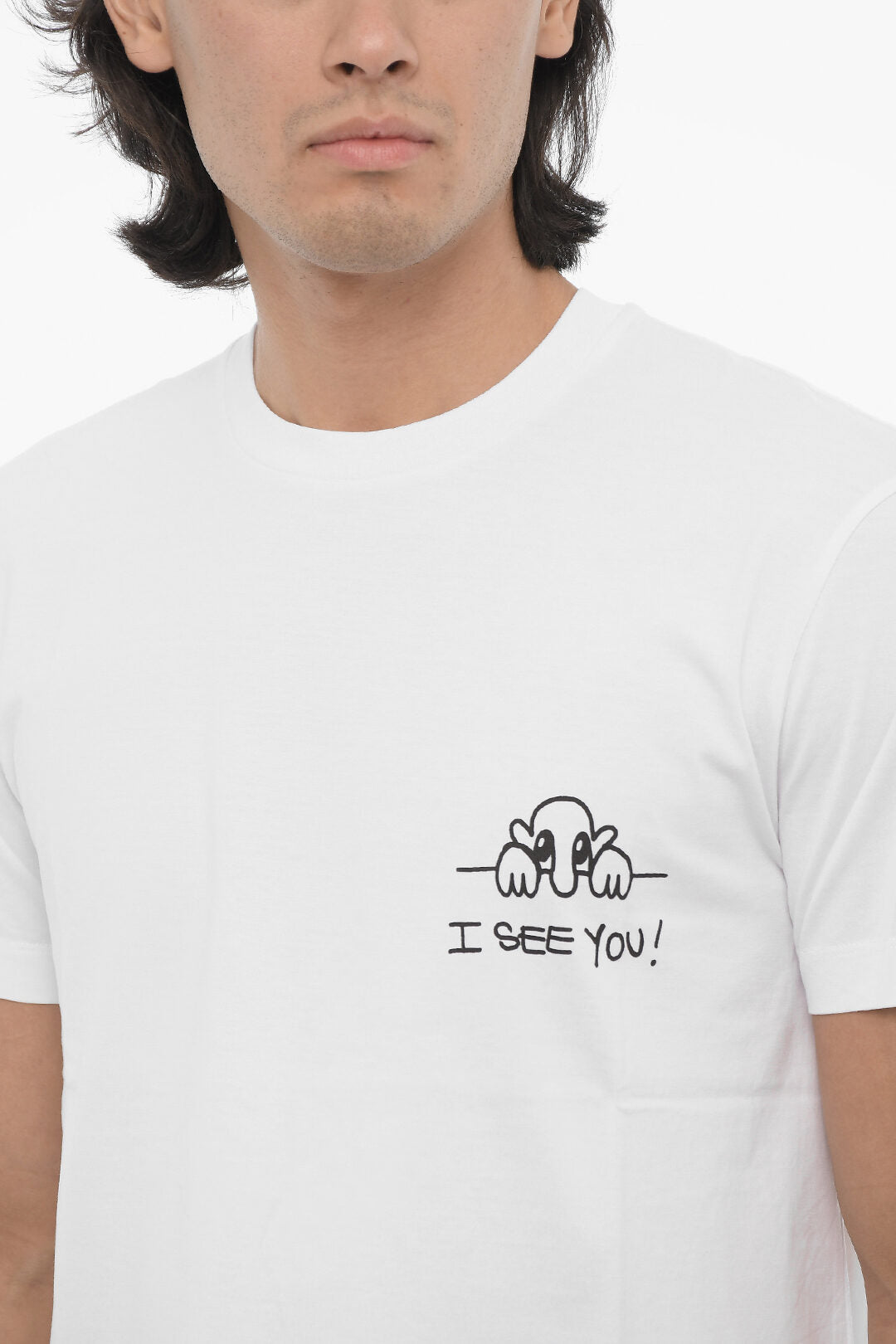 Neil Barrett 2405~Cotton Crew Neck T-shirt I SEE YOU Slim Fit