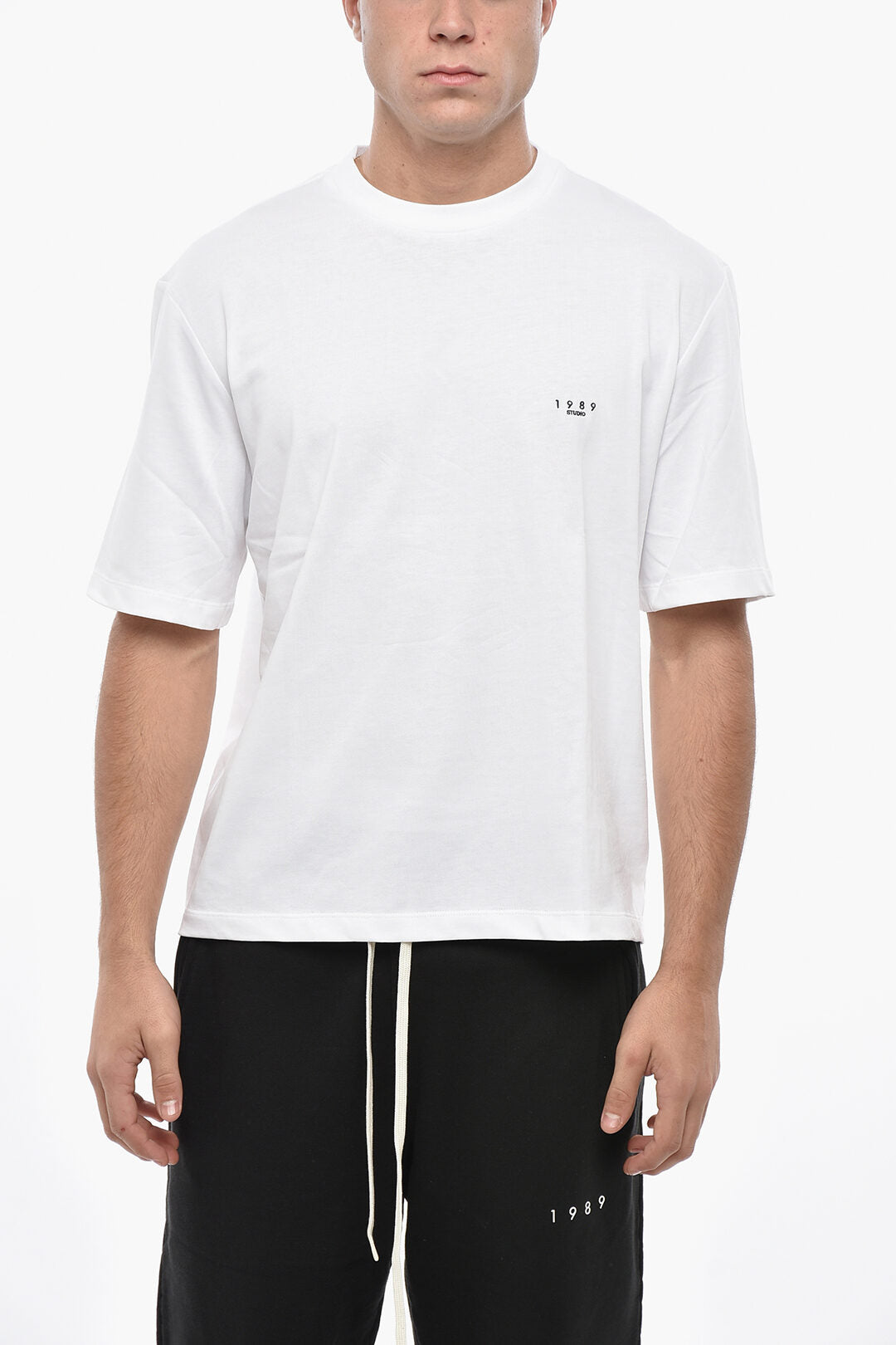 1989 Studio 2405~Cotton Crew-Neck T-Shirt with Embroidered Logo