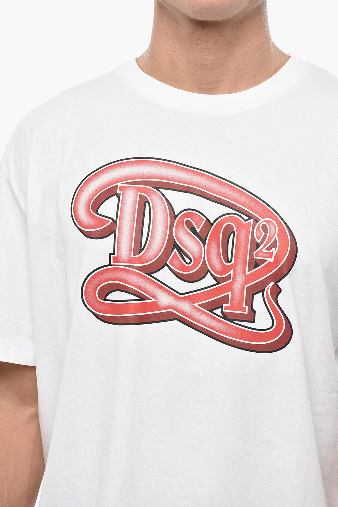 Dsquared2 2405~Cotton Crewneck T-Shirt with Monogram, view 2