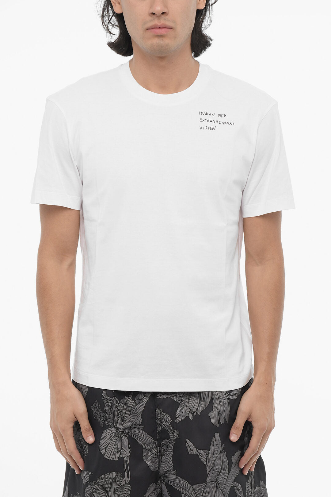 Neil Barrett 2405~Crew-Neck T-Shirt HUMAN WITH EXTRAORDINARY VISION Slim Fit