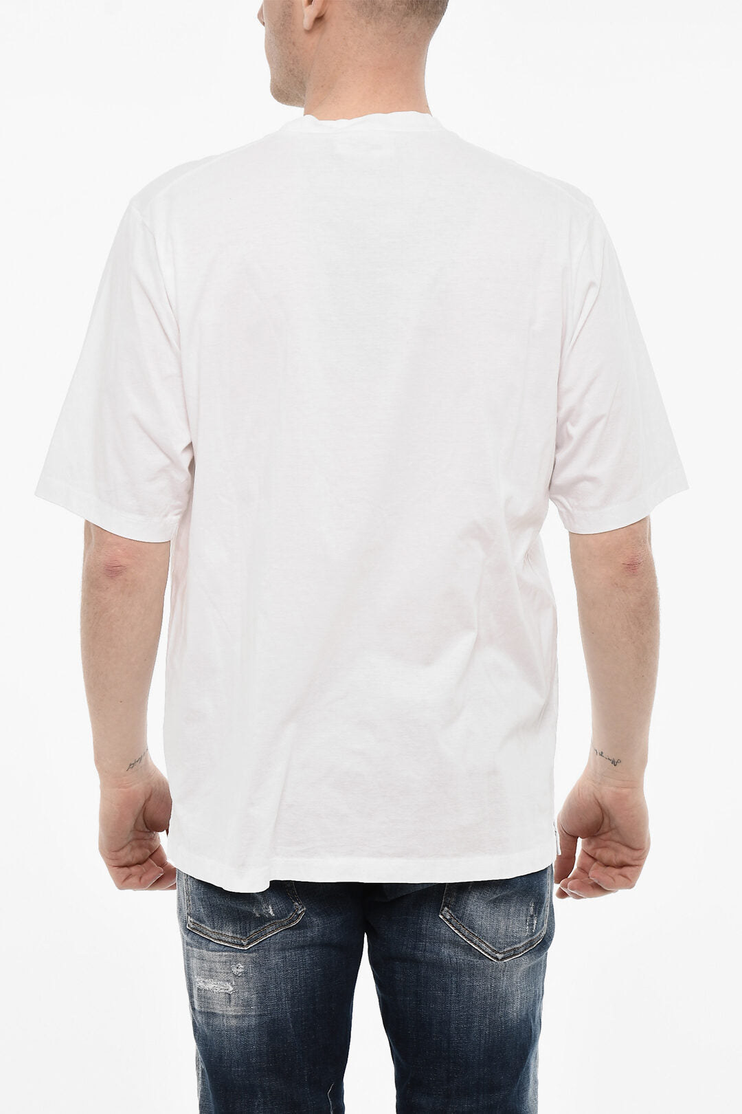 Dsquared2 2405~Crewneck Cotton T-Shirt with Front Print, view 2
