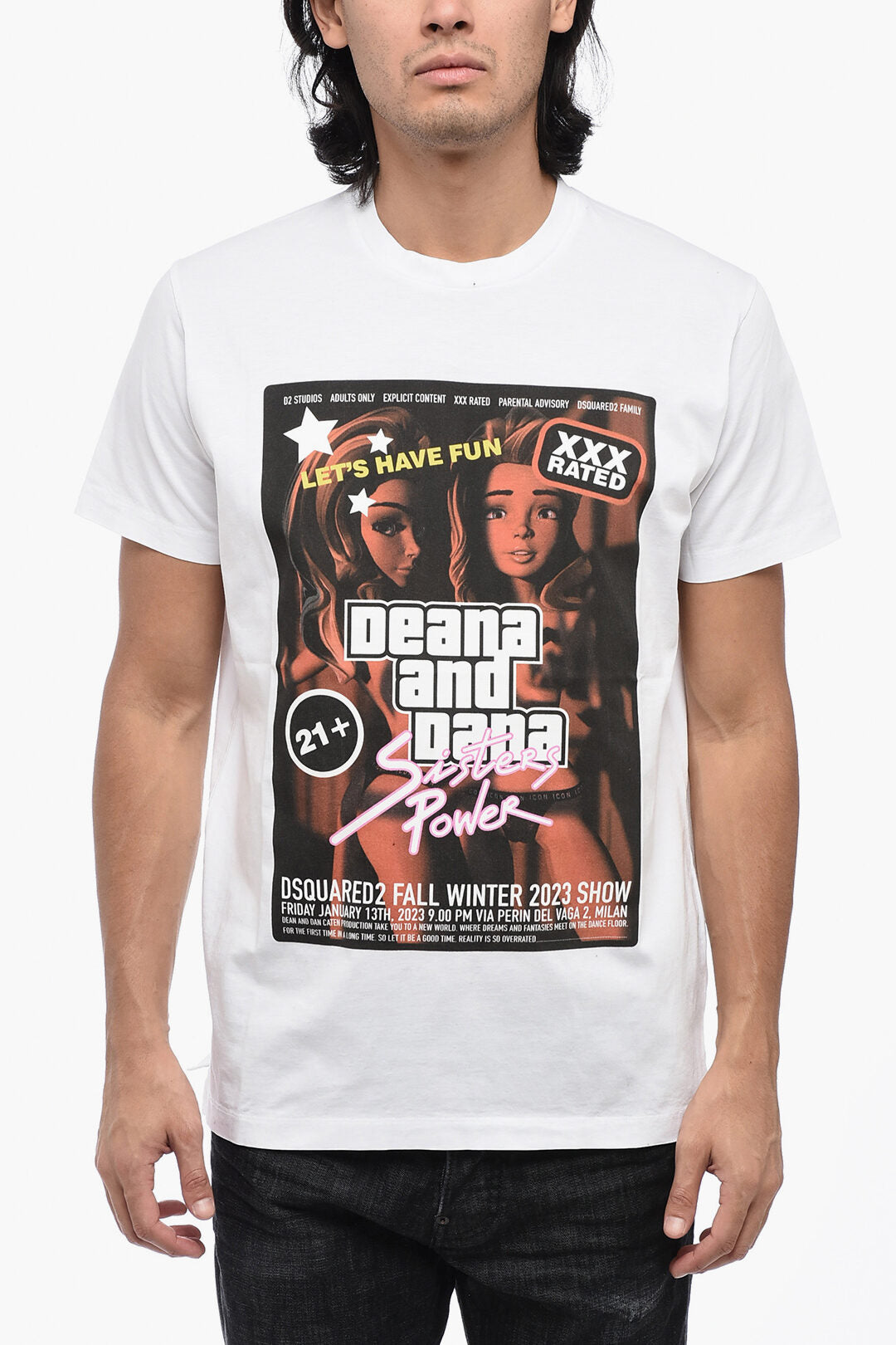 Dsquared2 2405~Crewneck T-Shirt CIGARETTE FIT with Print