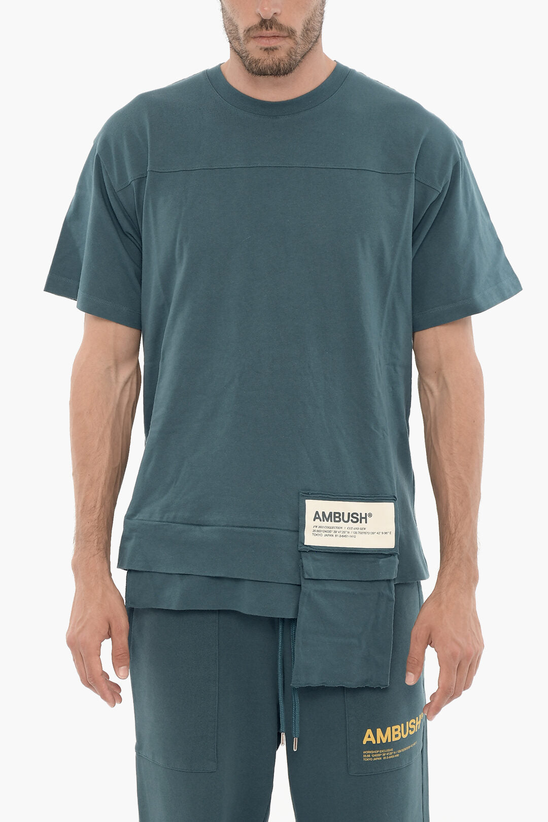 Ambush 2405~Crewneck T-Shirt in Solid Color with Pocket