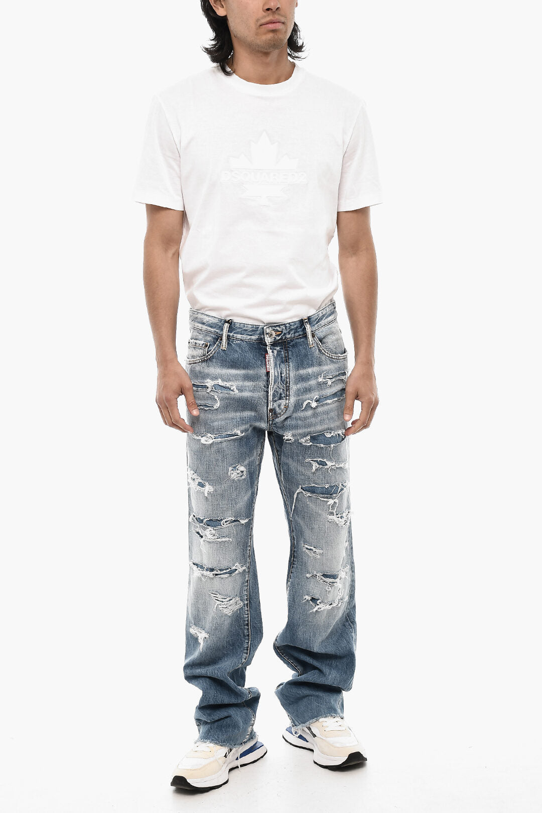 Dsquared2 2405~Distressed Baggy-Fit Jeans with Regular Waist