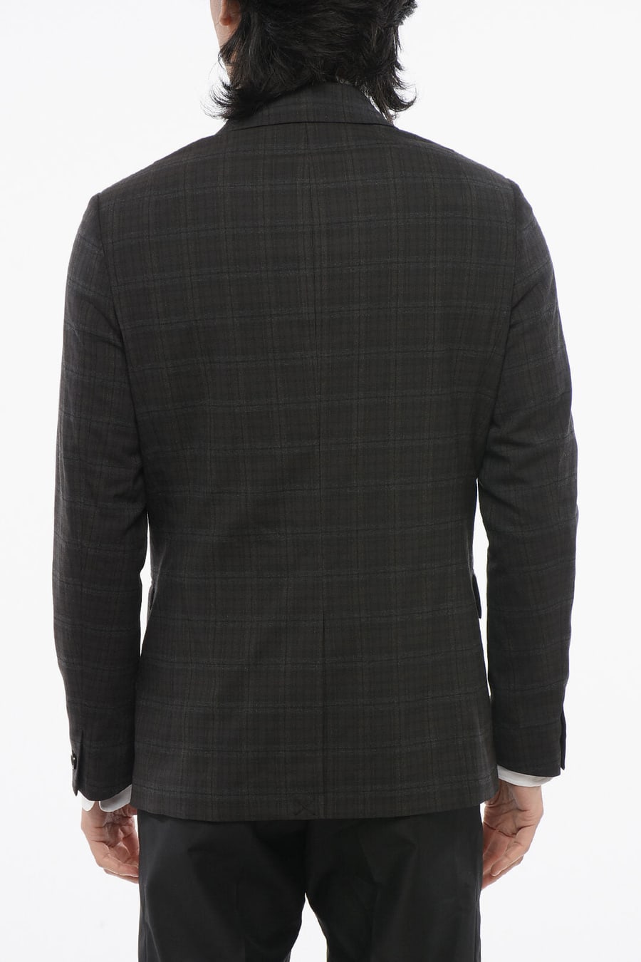 AllSaints 2405~Double-Breasted Blazer with Check Pattern, view 2