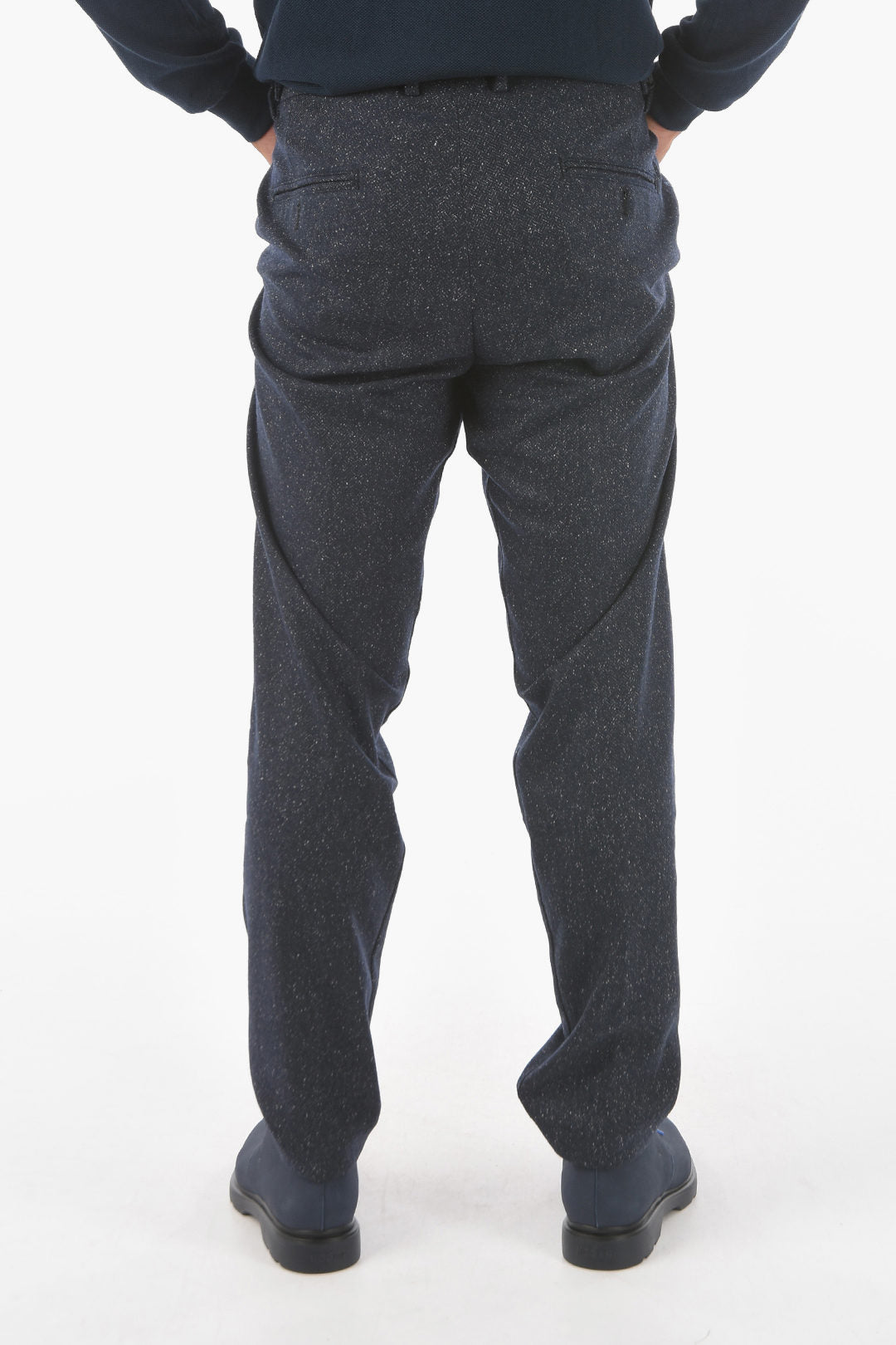 Cruna 2405~Herringbone Wool-Blend Trousers RAVAL1P.L. with One Pleat, view 2