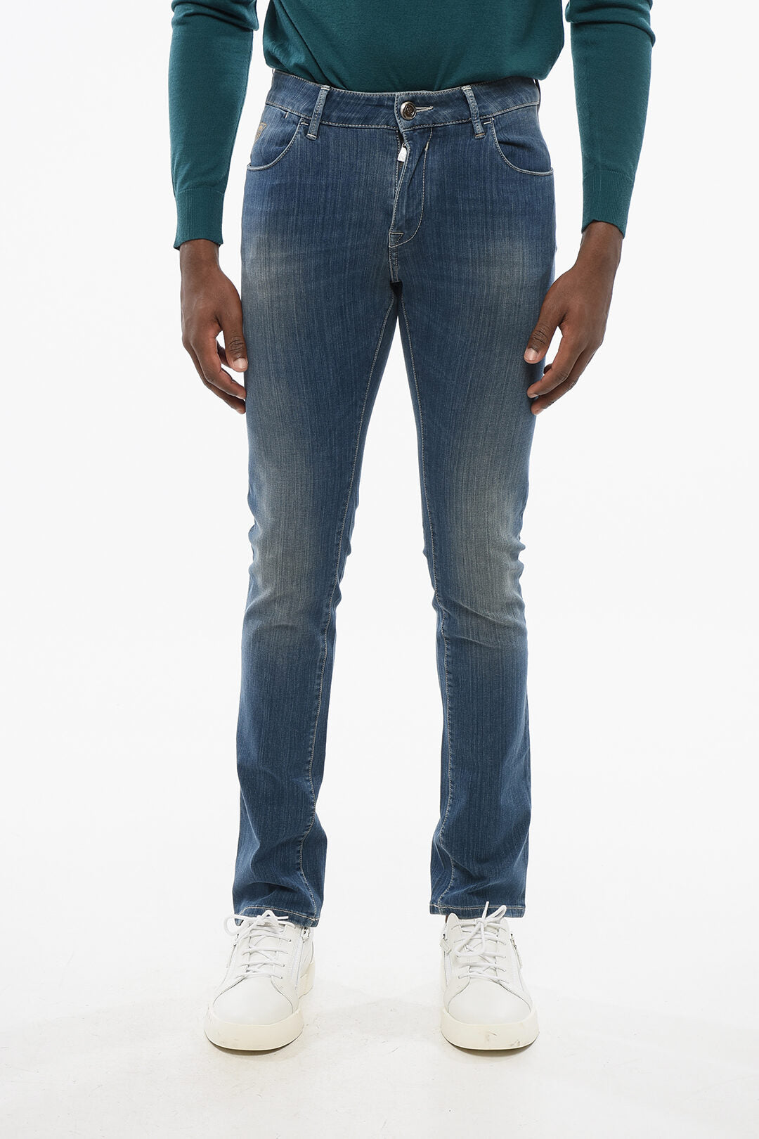 Corneliani 2405~ID Slim Fit Stretch Cotton Jeans 16cm