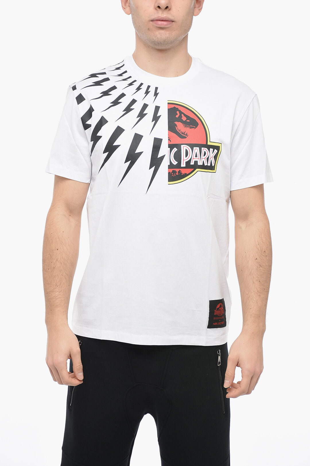 Neil Barrett 2405~JURASSIC PARK X NB Cotton Crew Neck T-Shirt HALF THUNDERBOLT