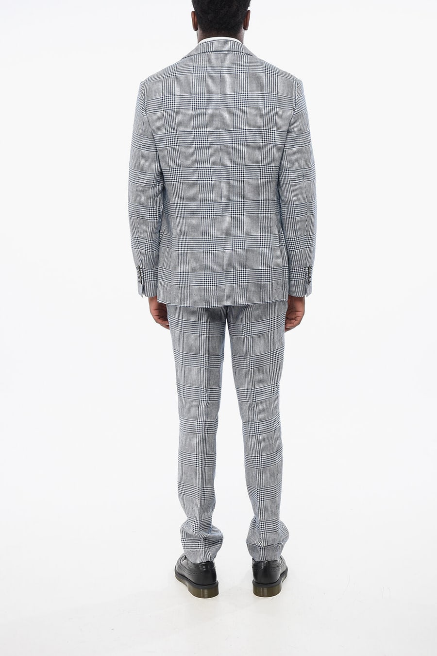 Brunello Cucinelli 2405~Linen-Blend District Check Suit with Flap Pockets, view 4