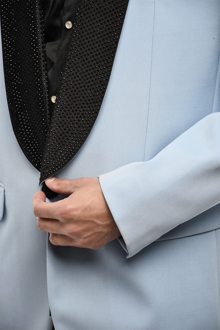 Dsquared2 2405~Oversize One-Button Cotton Jacket with Strass Lapel, view 3