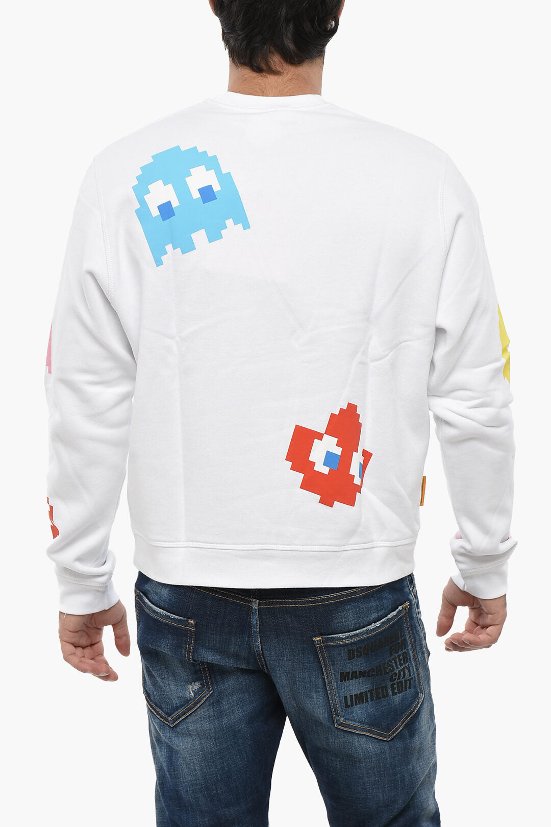 Dsquared2 2405~PAC-MAN Cotton Fleece Crewneck Sweatshirt with All-Over Monogram, view 2