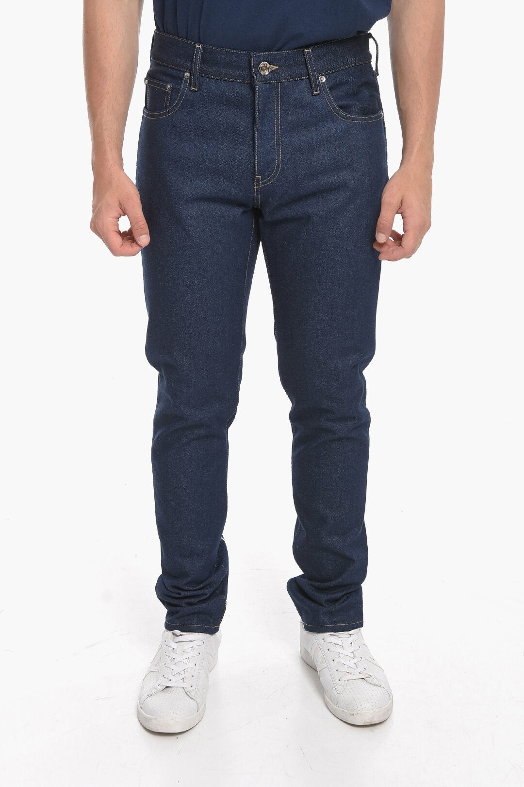 Off-White 2405~PERMANENT Skinny Jeans DIAG LOGO with Dark Wash 17cm