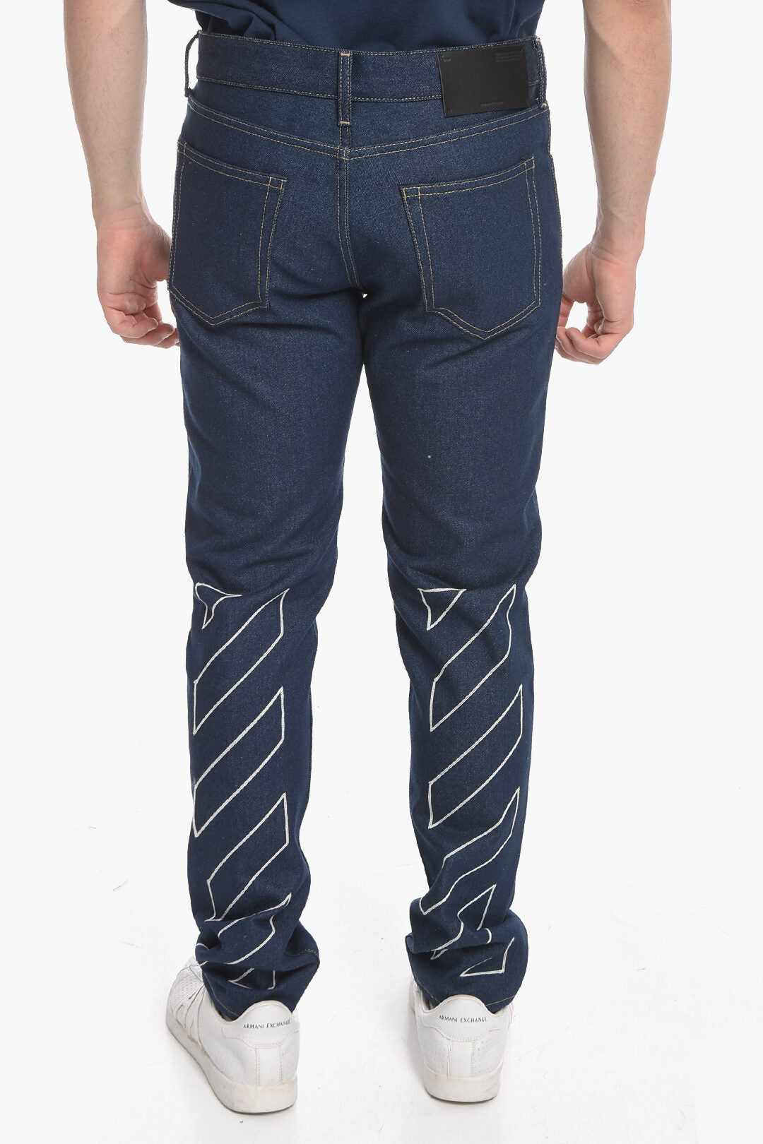 Off-White 2405~PERMANENT Skinny Jeans DIAG LOGO with Dark Wash 17cm, view 2