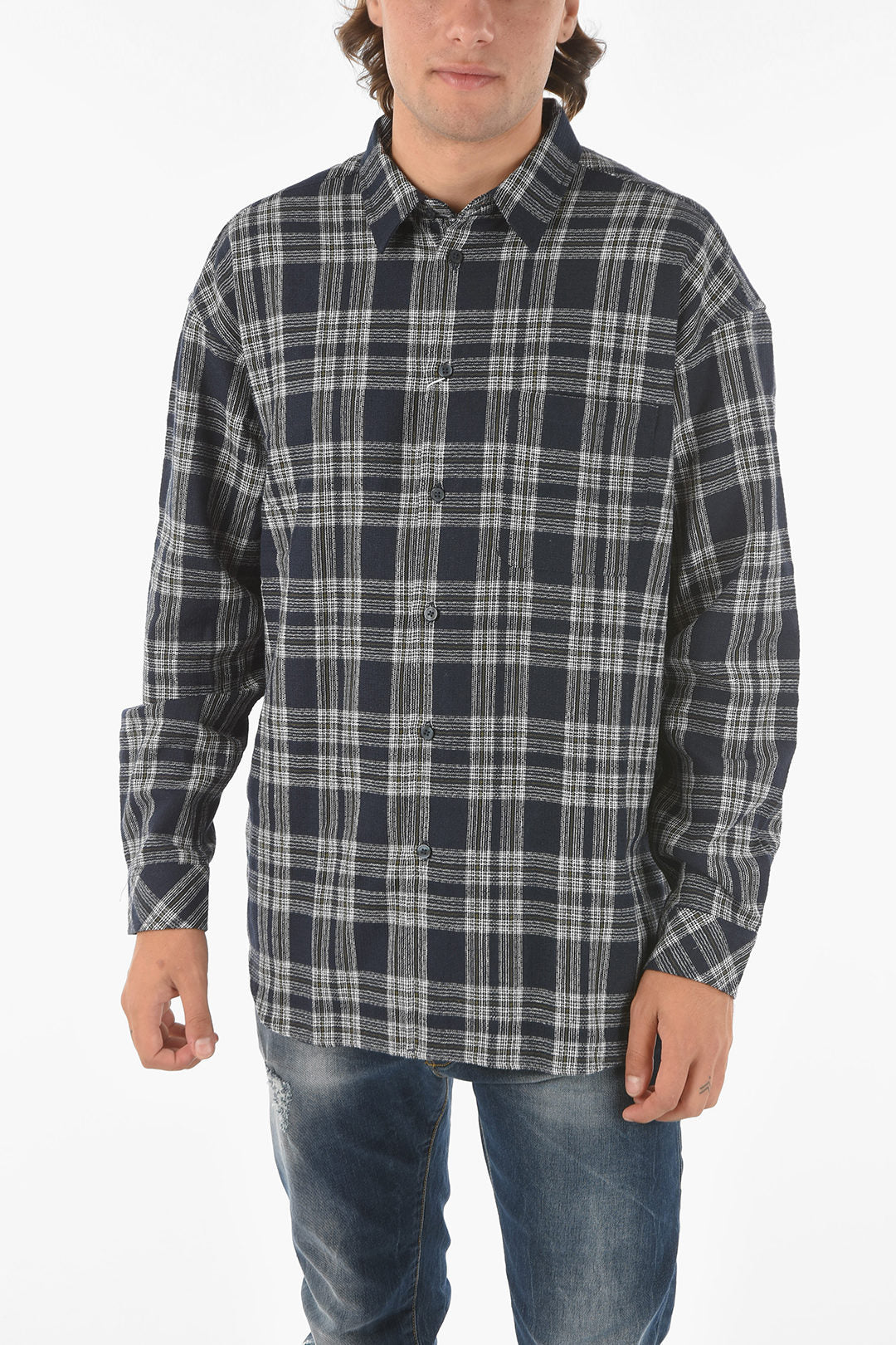 Samsoe Samsoe 2405~Plaid Shirt LUAN J Italian Collar