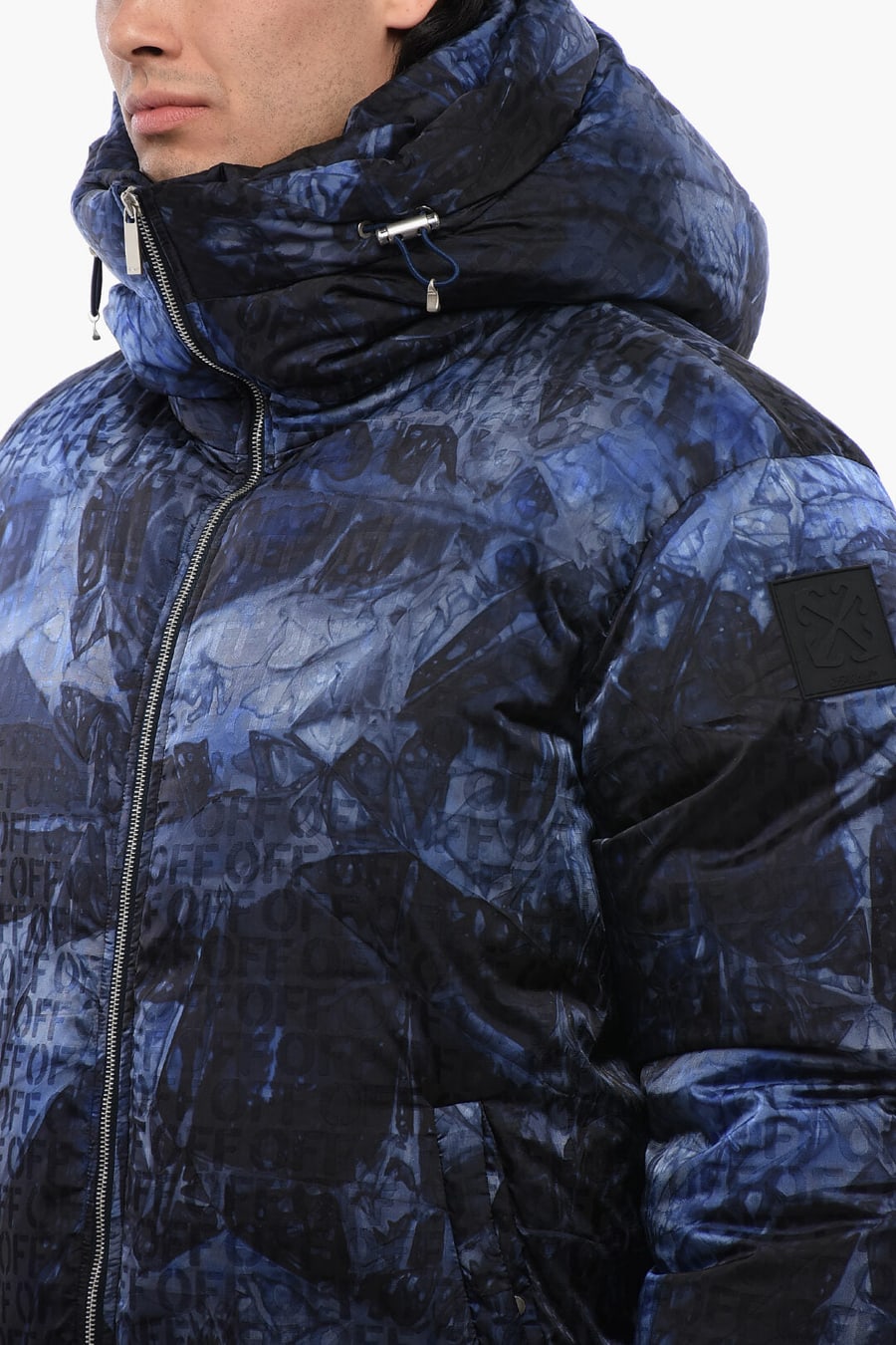 Off-White 2405~Puffer Jacket SIERRA LEONE with Monogram Pattern, view 3