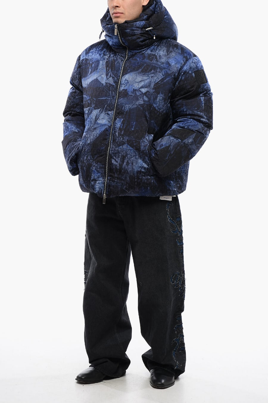 Off-White 2405~Puffer Jacket SIERRA LEONE with Monogram Pattern, view 4