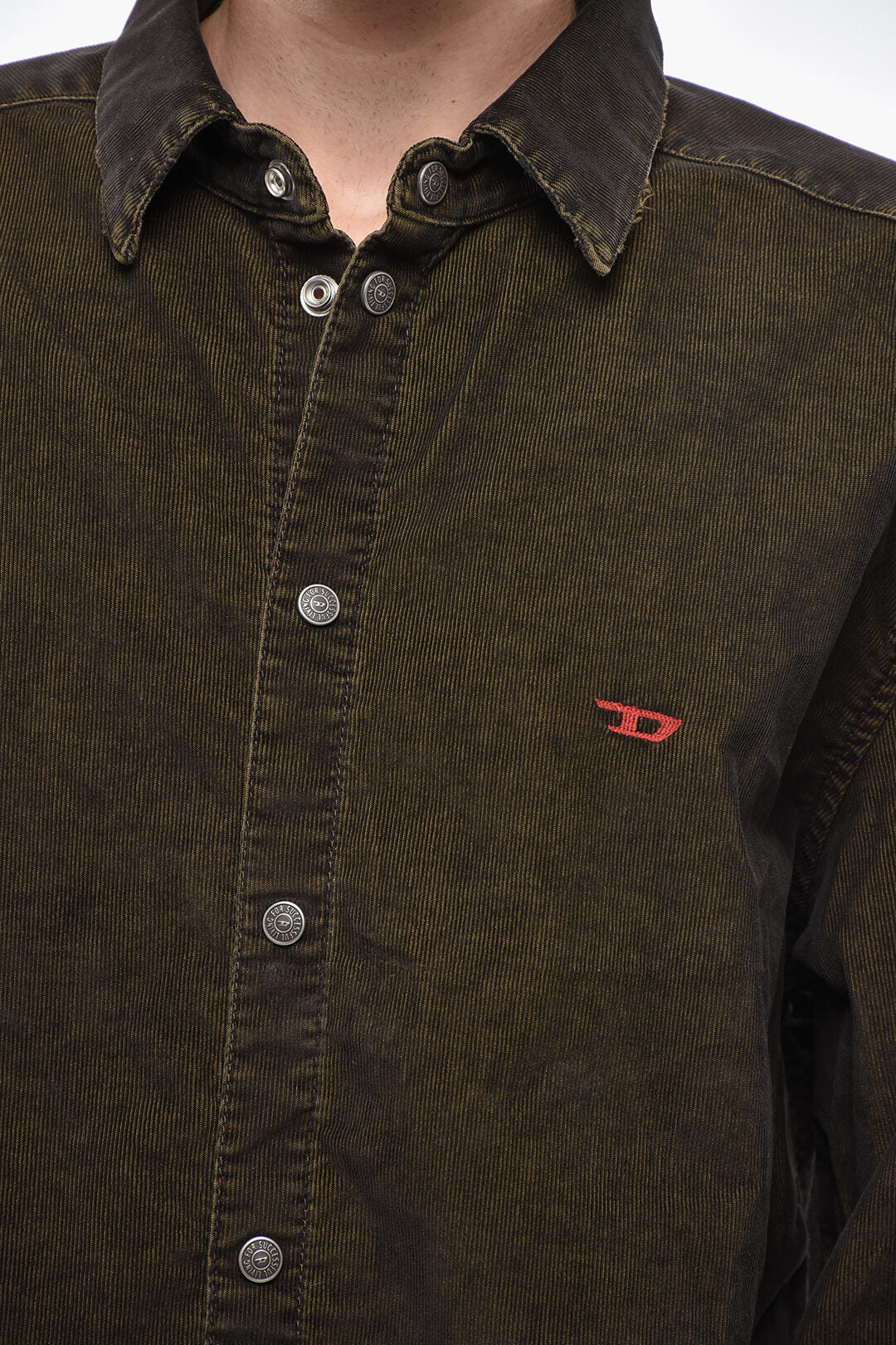 Diesel 2405~RED TAG Ribbed Velour Shirt with Snap Buttons, view 2