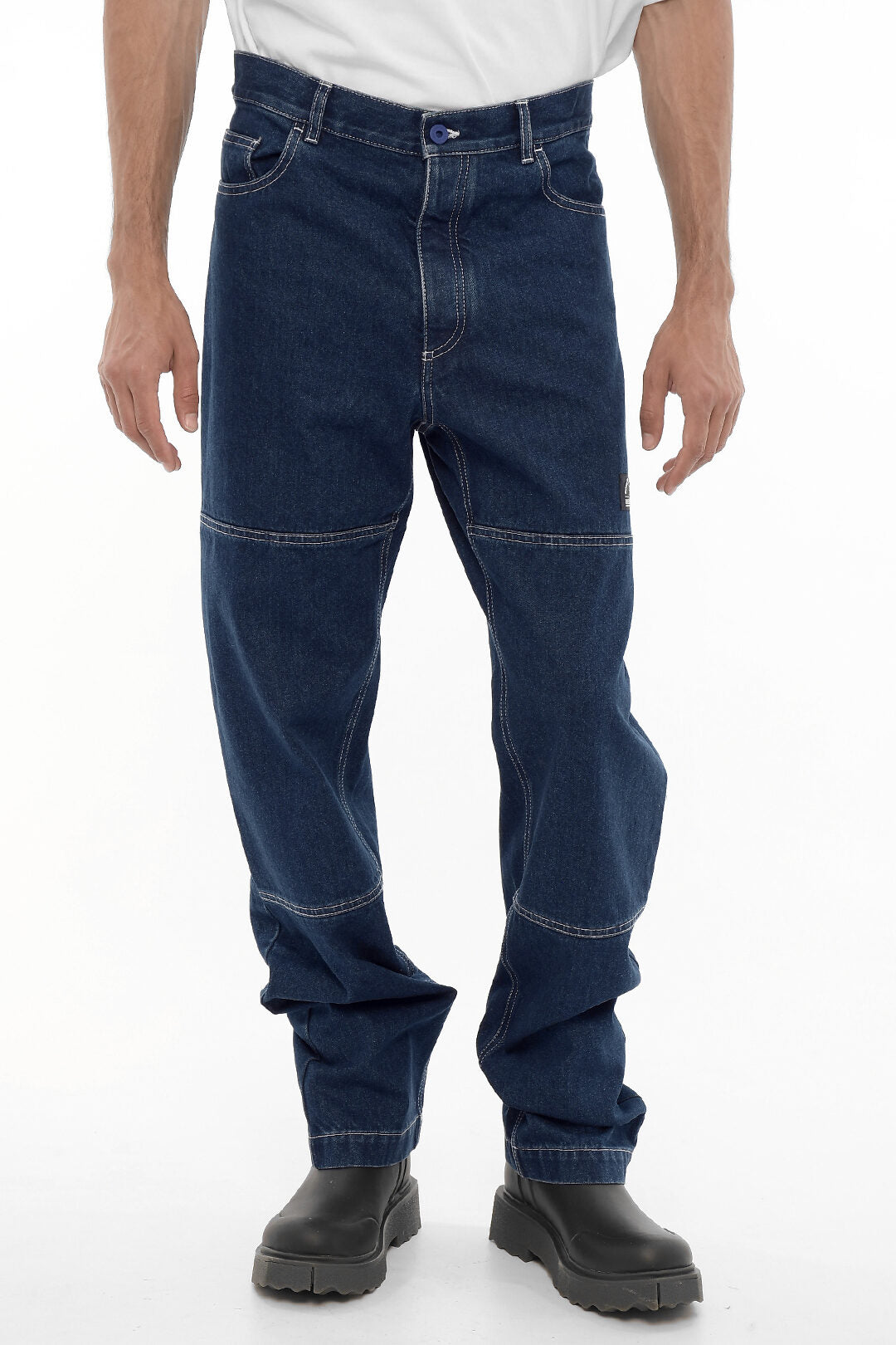 Marcelo Burlon 2405~Regular-Fit Straight-Leg Jeans with Visible Seams 21cm