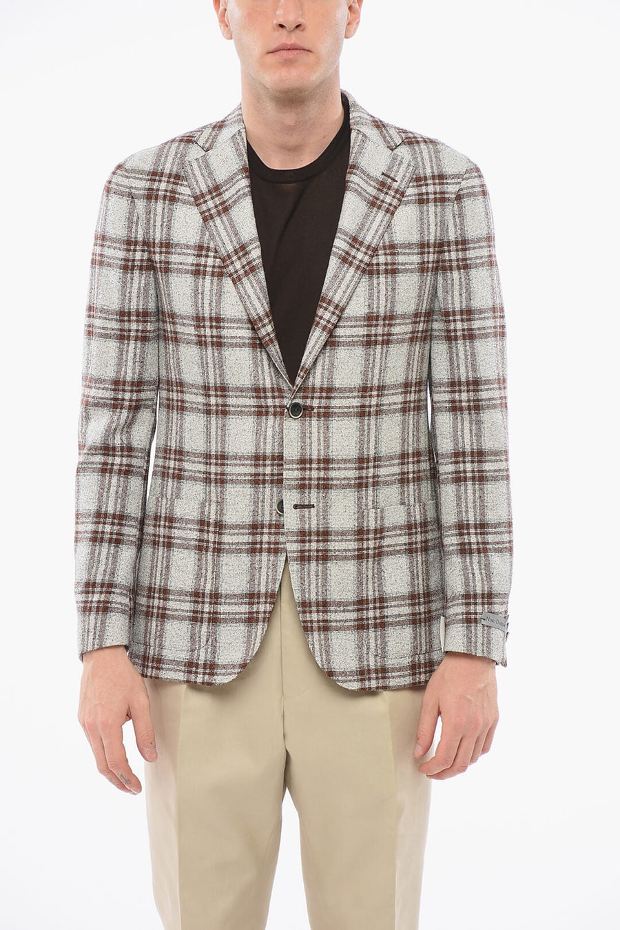 Nino Danieli 2405~Single-Breasted Checked Blazer with Patch Pockets